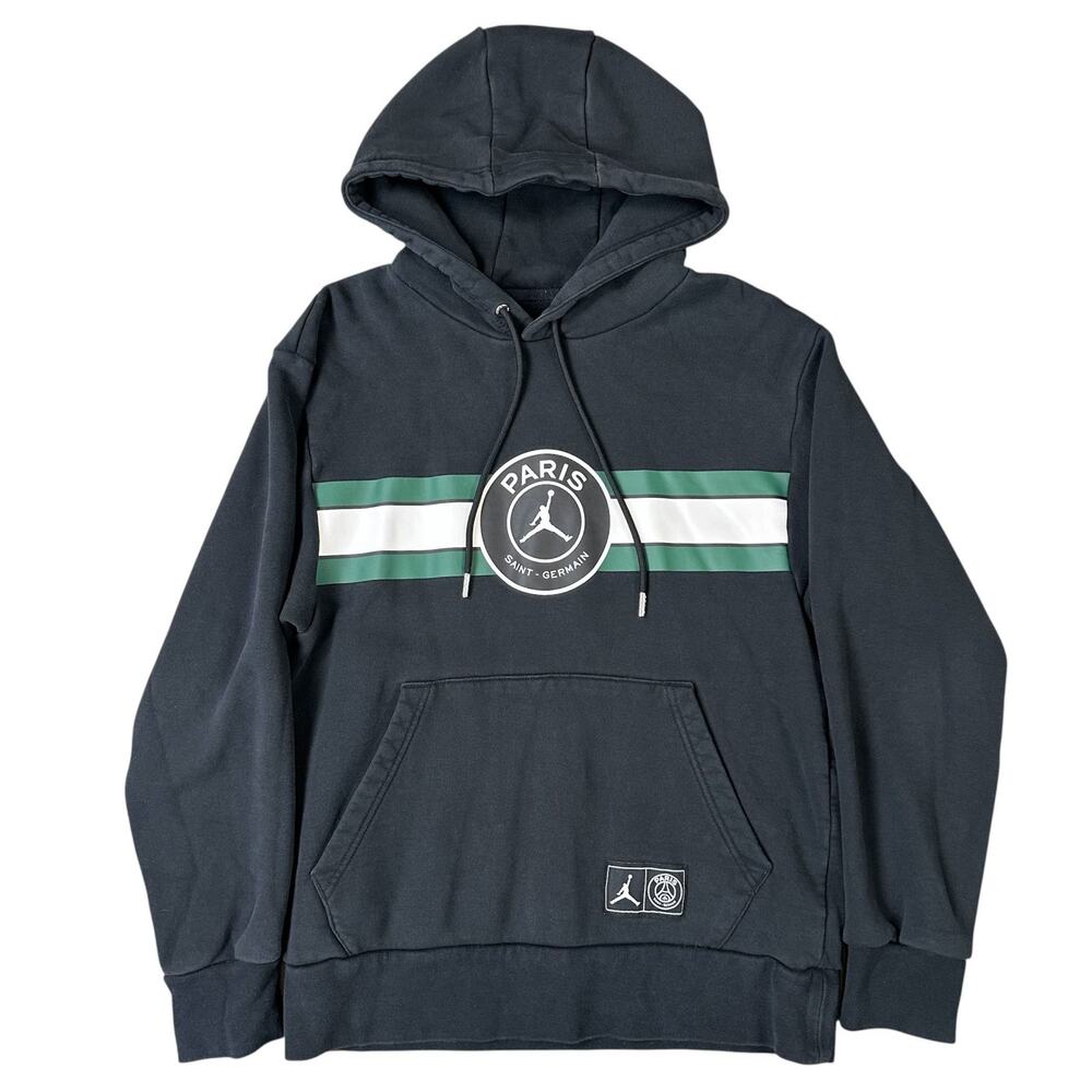 Air Jordan Paris Saint-Germain Hoodie Mens Small Black PSG Logo Fleece Pullover